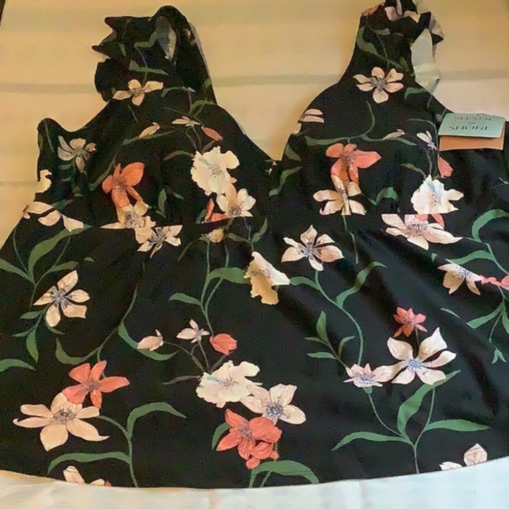 Shade & Shore Black and Pink Swim Coverup Floral Design